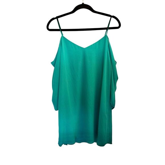 Naked Zebra green cold shoulder dress size medium - Picture 2 of 4